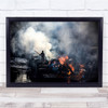 Fire Smoke Working Boat Water Wall Art Print