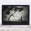 Tree shadow Kid on bike Eerie Wall Art Print