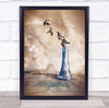 Blue Dreams vase dry leaves Wall Art Print