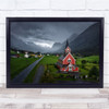 Norway Church Landscape Red Wall Art Print