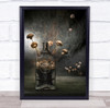 Mushrooms on sticks bottle Wall Art Print