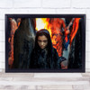 Fire Girl hooded people Wall Art Print