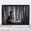 Man Typewriter Suit hat Wall Art Print