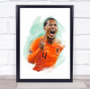 Virgil van Dijk Netherlands Football Player Watercolor Wall Art Print