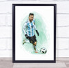 Footballer Lionel Messi Argentina Football Player Watercolor Wall Art Print