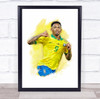 Footballer Gabriel Jesus Brazil Football Player Watercolor Wall Art Print