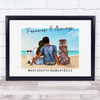 Beach Dog Cuddle Romantic Gift For Him or Her Personalized Couple Print