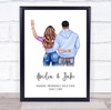 Champagne Hug Romantic Gift For Him or Her Personalized Couple Print