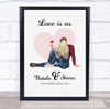 Love Is Us Pink Heart Romantic Gift For Him or Her Personalized Couple Print