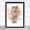 Stop Doubting Yourself Quote Print Watercolour Wall Art