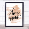 Bon Appetit Quote Print Watercolour Wall Art