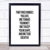 Three Hobbies You Love Quote Print Poster Typography Word Art Picture