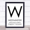 Westminster United States Of America Coordinates Quote Print