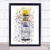 Watercolour Splatter Bitter Yellow Top Liqueur Bottle Wall Art Print