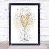 Watercolour Splatter Champagne Flute Glass Wall Art Print