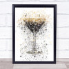 Watercolour Splatter Expresso Martini Cocktail Glass Wall Art Print