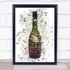 Watercolour Splatter French Cognac Bottle Wall Art Print