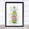 Watercolour Splatter Red Green Stellar Lager Bottle Wall Art Print