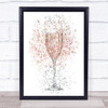 Watercolour Splatter Rose Champagne Flute Glass Wall Art Print