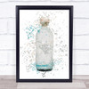 Watercolour Splatter Blue Isle Gin Bottle Wall Art Print