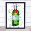 Watercolour Splatter Green Red Dry London Gin Bottle Wall Art Print Watercolour Splatter Green Red Dry London Gin Bottle Wall Art Print