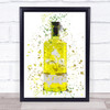 Watercolour Splatter Yellow Quince Gin Bottle Wall Art Print