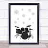 Music Note Style Chalk Drum Set Framed Wall Art Print