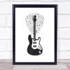 Music Note Style Chalk Guitar & Plectrum Framed Wall Art Print