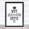 My Wife Is Hotter Than My Coffee Quote Typogrophy Wall Art Print