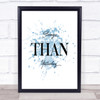 Stronger Inspirational Quote Print Blue Watercolour Poster