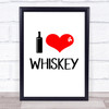 I Heart Whiskey Quote Typogrophy Wall Art Print