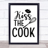 Kitchen Kiss The Cook Quote Typogrophy Wall Art Print