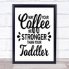 May Your Coffee Be Stronger Than Toddler Quote Typogrophy Wall Art Print