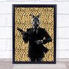 Rabbit In Suit Gun Leopard Print Decorative Wall Art Print