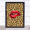 Red Lips Leopard Style Decorative Wall Art Print