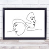 Black & White Line Art Two Faces Landscape Decorative Wall Art Print