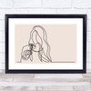 Block Colour Line Art Lady Smelling Flower Decorative Wall Art Print