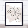 Watercolour Line Art Naked Man Lady Couple Decorative Wall Art Print