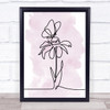 Watercolour Line Art Flower And Butterfly Decorative Wall Art Print