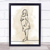 Watercolour Line Art Pregnant Lady Yellow Decorative Wall Art Print