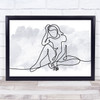 Watercolour Line Art Lady Sad Depressed Decorative Wall Art Print