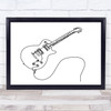 Black & White Line Art Electric Guitar Decorative Wall Art Print