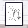 Black & White Line Art Happy Sad Faces Decorative Wall Art Print