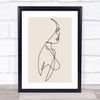 Block Colour Line Art Ladies Face Hair Decorative Wall Art Print