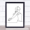 Black & White Line Art Lady Long Hair Decorative Wall Art Print