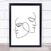 Black & White Line Art Opposite Faces Decorative Wall Art Print