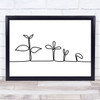 Black & White Line Art Plants Growing Decorative Wall Art Print