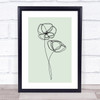 Block Colour Line Art Flowers Poppies Decorative Wall Art Print