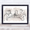 Watercolour Line Art Friends Drinking Decorative Wall Art Print Watercolour Line Art Friends Drinking Decorative Wall Art Print