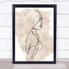 Watercolour Line Art Ladies Face Hair Decorative Wall Art Print